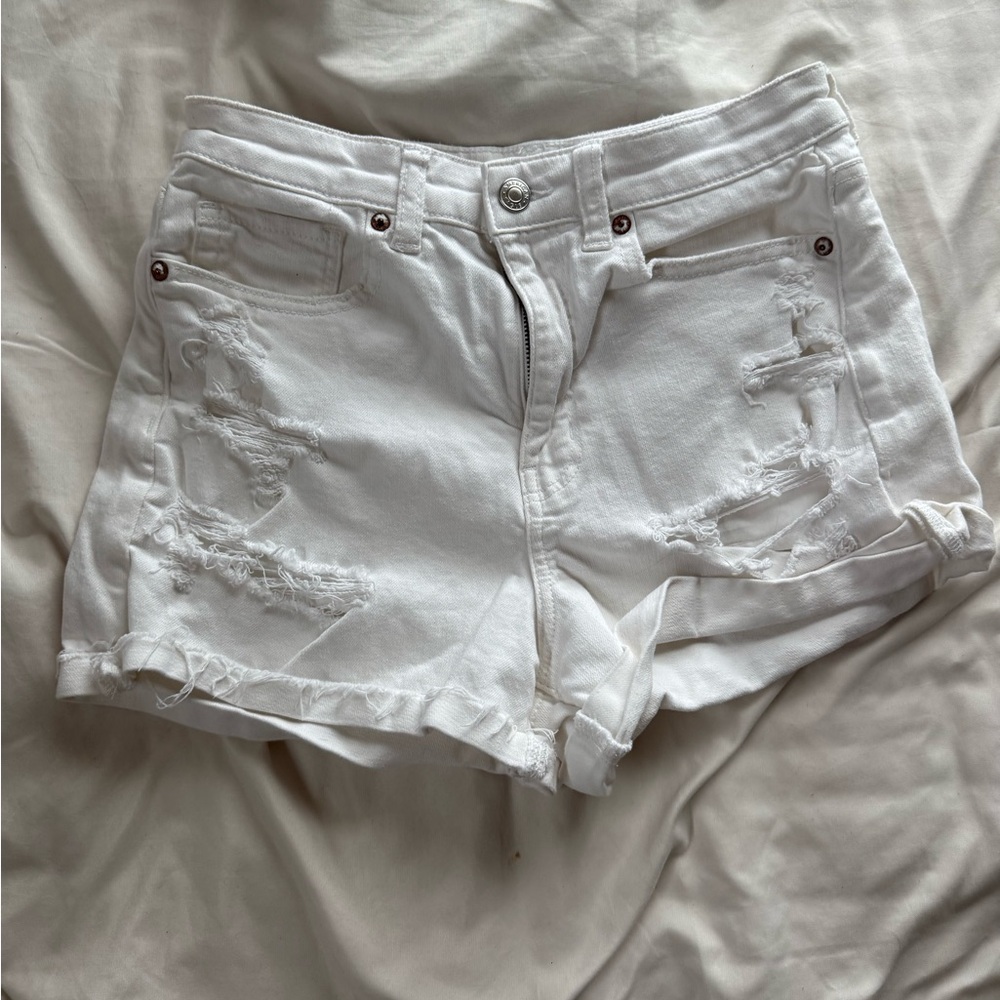 White denim shorts
